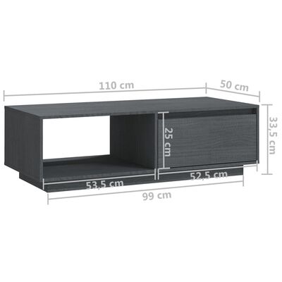 vidaXL sofabord 110x50x33,5 cm massivt fyrretræ grå