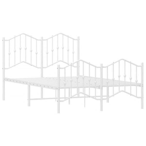 vidaXL sengeramme med sengegavl og fodg&aelig;rde 120x200 cm metal hvid