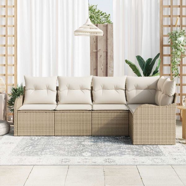 vidaXL Havesofa S&aelig;t Beige polyrattan