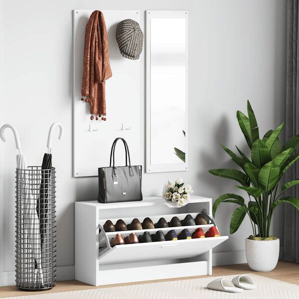 vidaXL 3-i-1 skoskabss&aelig;t konstrueret tr&aelig; hvid