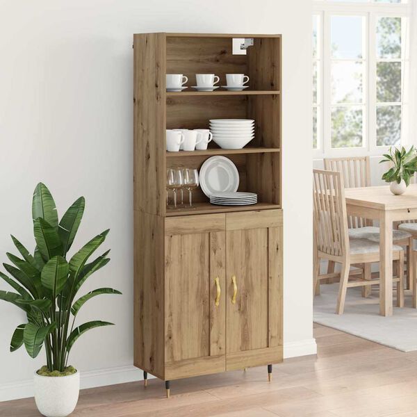 vidaXL Highboard Artisan Egetr&aelig; 69,5 x 34 x 180 cm Konstrueret tr&aelig;