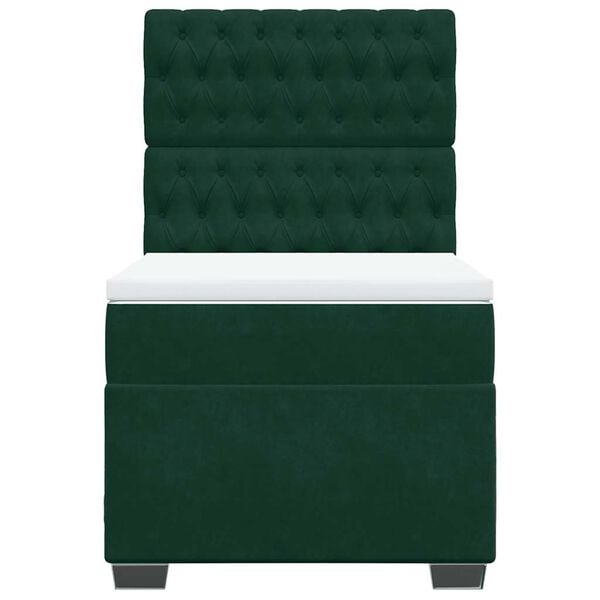 vidaXL kontinentalseng med madras 100x200 cm fl&oslash;jl m&oslash;rkegr&oslash;n