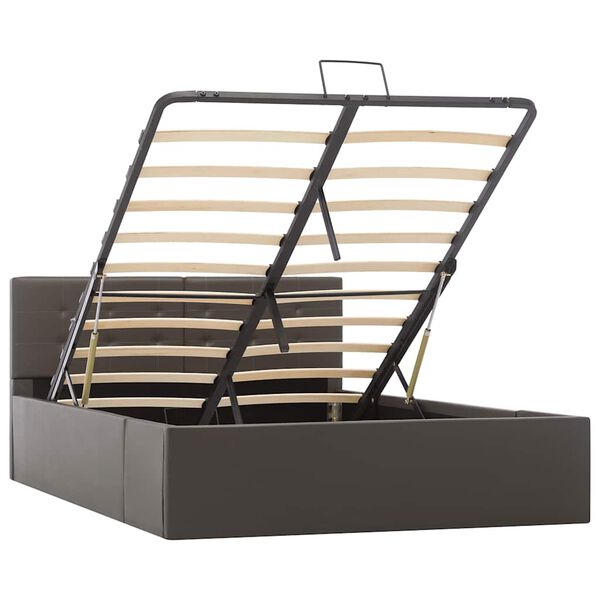 vidaXL hydraulisk opbevaringsseng 120 x 200 cm kunstl&aelig;der gr&aring;