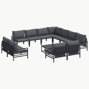 vidaXL Havesofa S&aelig;t 12 stk. Sort St&aring;l
