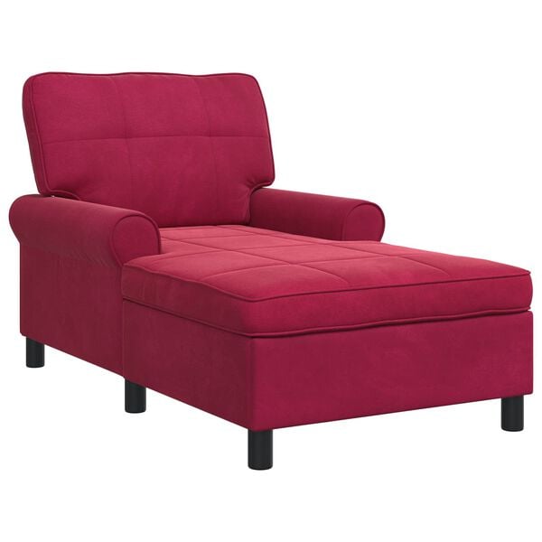 vidaXL Chaise Lounge med pude Vinrød 91 x 157 x 91 cm Fløjl