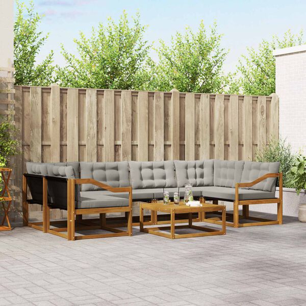 vidaXL Udend&oslash;rs sofagruppe med pude 7 pcs Naturlig og Lys Gr&aring;