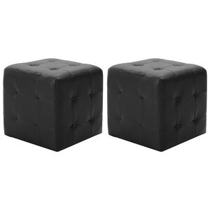 vidaXL puf 2 stk. 30 x 30 x 30 cm kunstl&aelig;der sort