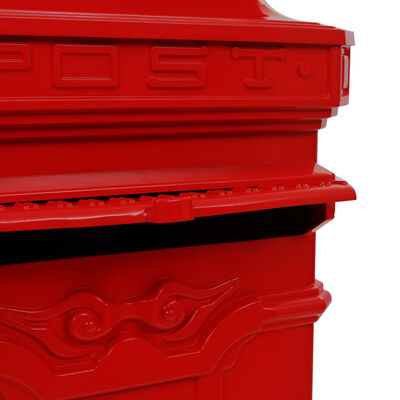 vidaXL søjlepostkasse i aluminium vintagestil rustbestandig rød
