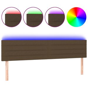 vidaXL sengegavl med LED-lys 200x5x78/88 cm stof m&oslash;rkebrun