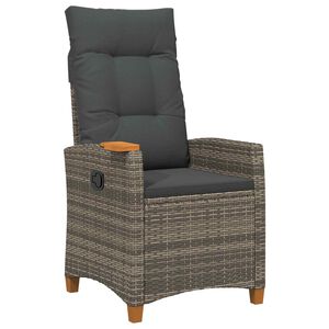 vidaXL L&aelig;nestol med teplade med pude 62 x 64 x 112 cm polyrattan
