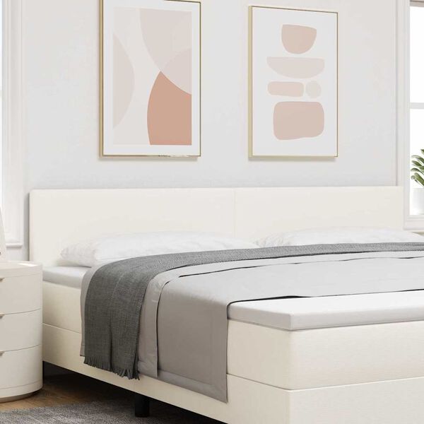 vidaXL Hovedg&aelig;rde med hovedg&aelig;rde Creme 200 cm Faux l&aelig;der