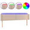 vidaXL sengegavl med LED-lys 163x16x78/88 cm kunstl&aelig;der Cappuccino