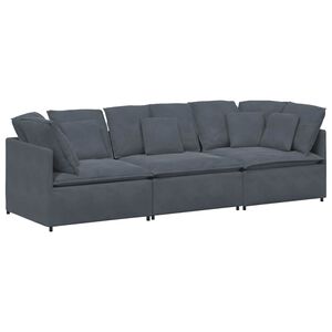 vidaXL modulsofa med hynder fl&oslash;jl m&oslash;rkegr&aring;