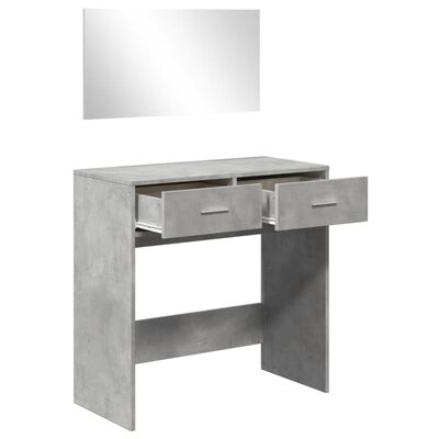 vidaXL makeupbord med spejl 80x39x80 cm betongrå