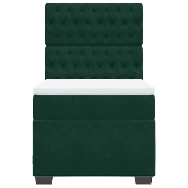 vidaXL kontinentalseng med madras 80x200 cm fl&oslash;jl m&oslash;rkegr&oslash;n