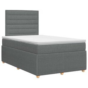 vidaXL Boxmadras med topmadras M&oslash;rkegr&aring; 120 x 190 cm Stof