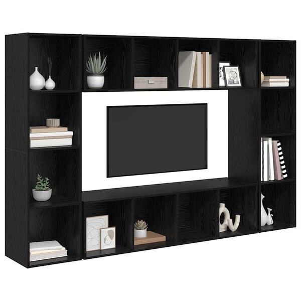 vidaXL TV-m&oslash;bels&aelig;t 4 pcs Sort 37 x 37 x 142,5 cm Konstrueret tr&aelig;
