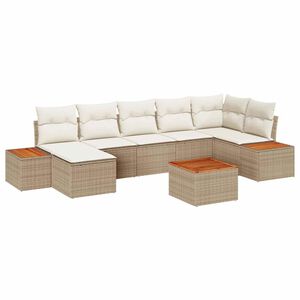 vidaXL Havesofa S&aelig;t med pude 8 pcs Beige polyrattan
