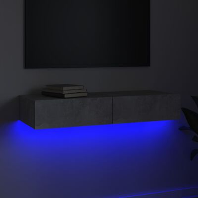 vidaXL tv-skab med LED-lys 90x35x15,5 cm betongrå