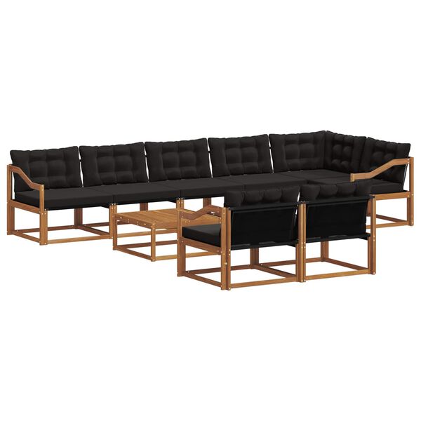 vidaXL Udend&oslash;rs sofagruppe med pude 9 pcs Naturlig og sort