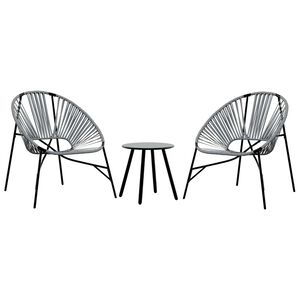 vidaXL havestolss&aelig;t 3 stk. polyrattan sort og lysegr&aring;