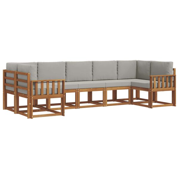 vidaXL Udend&oslash;rs sofagruppe med pude 7 pcs Naturlig og Lys Gr&aring;