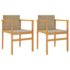 vidaXL havestole 2 stk. polyrattan og massivt tr&aelig; beige