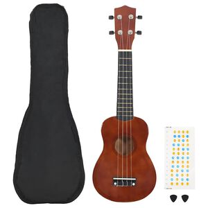 vidaXL ukuleles&aelig;t sopran med taske til b&oslash;rn 21" m&oslash;rkt tr&aelig;