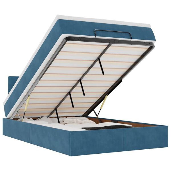 vidaXL osmannisk sengeramme med madras 120x200 cm fl&oslash;jl m&oslash;rkebl&aring;