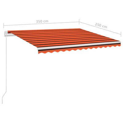vidaXL markise m. LED + vindsensor 3,5x3 m automatisk orange og brun