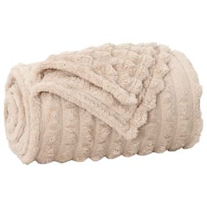 vidaXL Throw t&aelig;ppe Beige 150 x 130 cm 0.5 kg Fleece