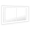 vidaXL badev&aelig;relsesskab m. spejl og LED-lys 90x12x45 cm akryl hvid