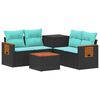 vidaXL Sofa S&aelig;t 6 stk. Sort og Bl&aring; Poly Rattan og St&aring;l