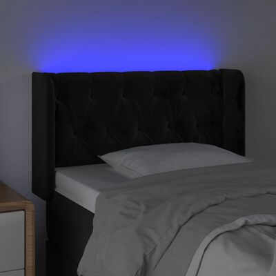 vidaXL sengegavl med LED-lys 83x16x78/88 cm fløjl sort