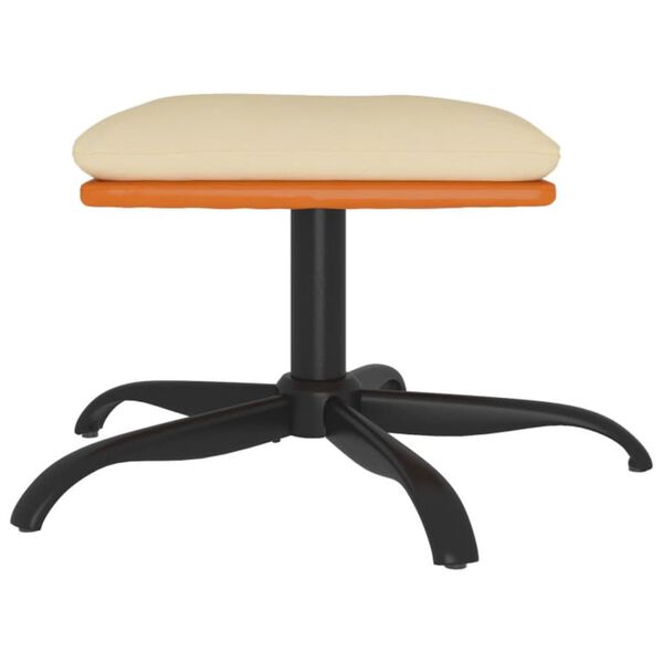 vidaXL fodskammel 60x60x36 cm stof og kunstlæder cremefarvet