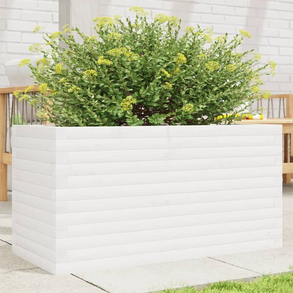 vidaXL plantekasse 90x40x46 cm massivt fyrretr&aelig; hvid