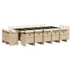 vidaXL spisebordss&aelig;t til haven 15 dele med hynder polyrattan beige