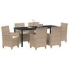 vidaXL Have Spisebordss&aelig;t 7 pcs Beige polyrattan