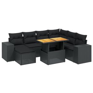 vidaXL sofas&aelig;t til haven 8 dele med hynder polyrattan sort