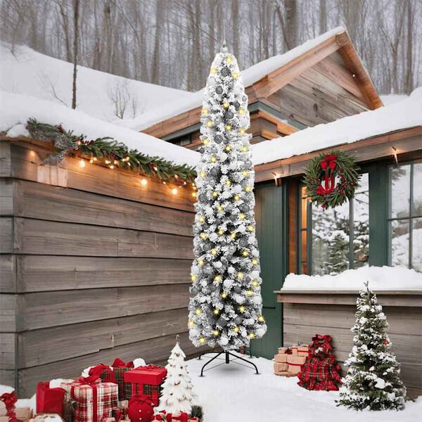 vidaXL Kunstigt juletræ med stativ Grøn 240 cm PVC og Stål og Plastik