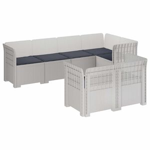 vidaXL 7-personers have-sofa med puder i rattanlook PP Hvid