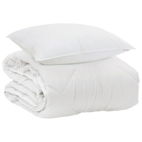 vidaXL &Aring;rsd&aelig;kkende Dyne med pude 2 pcs Hvid Microfiber