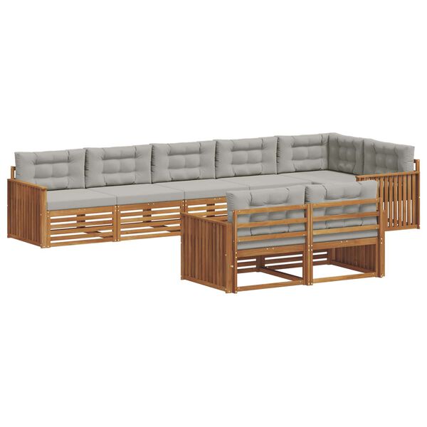 vidaXL Udend&oslash;rs sofagruppe med pude 8 pcs Naturlig og Lys Gr&aring;