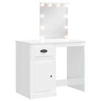 vidaXL makeupbord med LED-lys 90x42x132,5 cm hvid højglans
