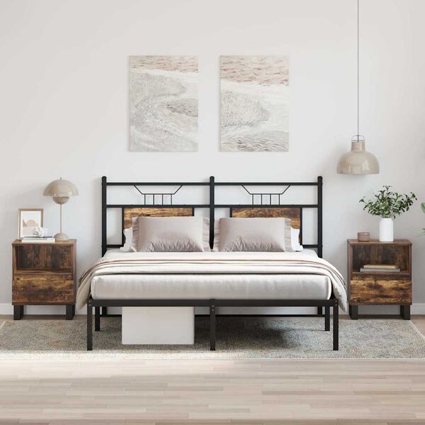 vidaXL sengeborde 2 stk. 40x35x50 cm røget egetræsfarve