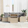 vidaXL Havesofa S&aelig;t med pude 7 pcs Beige Poly rattan