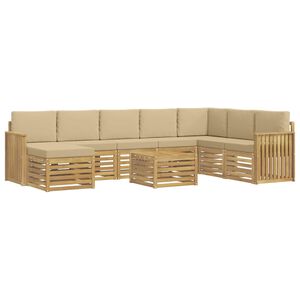 vidaXL Udend&oslash;rs sofagruppe 9 stk. Hvid og Beige Polyester