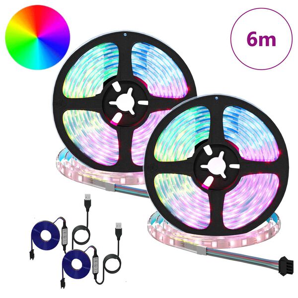 vidaXL LED Strip 2 pcs Sort og Gennemsigtig 3000 mm Kobber og plastik