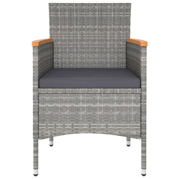 vidaXL bistrosæt til haven 5 dele polyrattan og hærdet glas grå