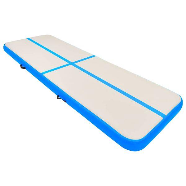 vidaXL oppustelig gymnastikm&aring;tte m. pumpe 300x100x15 cm PVC bl&aring;